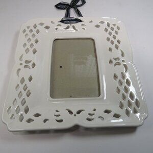 Pierced Ceramic Lace White Picture Frame NO CHIPS or CRACKS Victorian Lattice